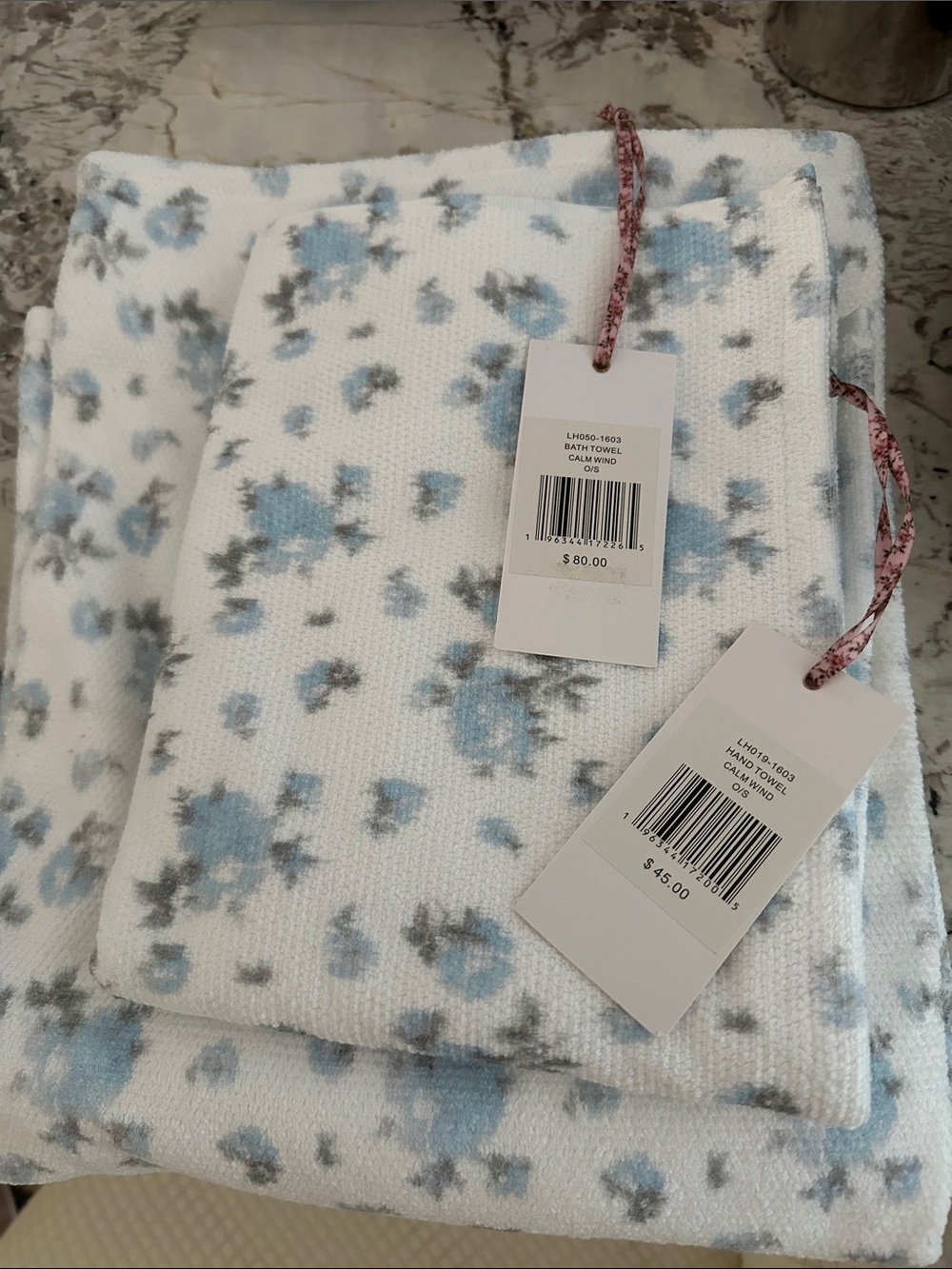 LoveShackFancy Floral Bath Towel Set - calm wind